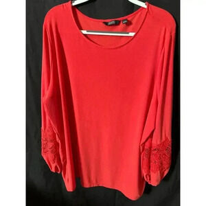 Dennis By Dennis Basso Lace Detail, Balloon Sleeve Top, Res Blouse Sz 3X